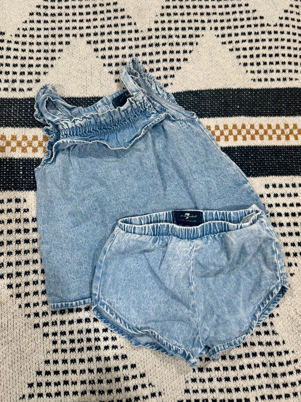 Light Blue Denim Tank & Shorts Set for baby girl